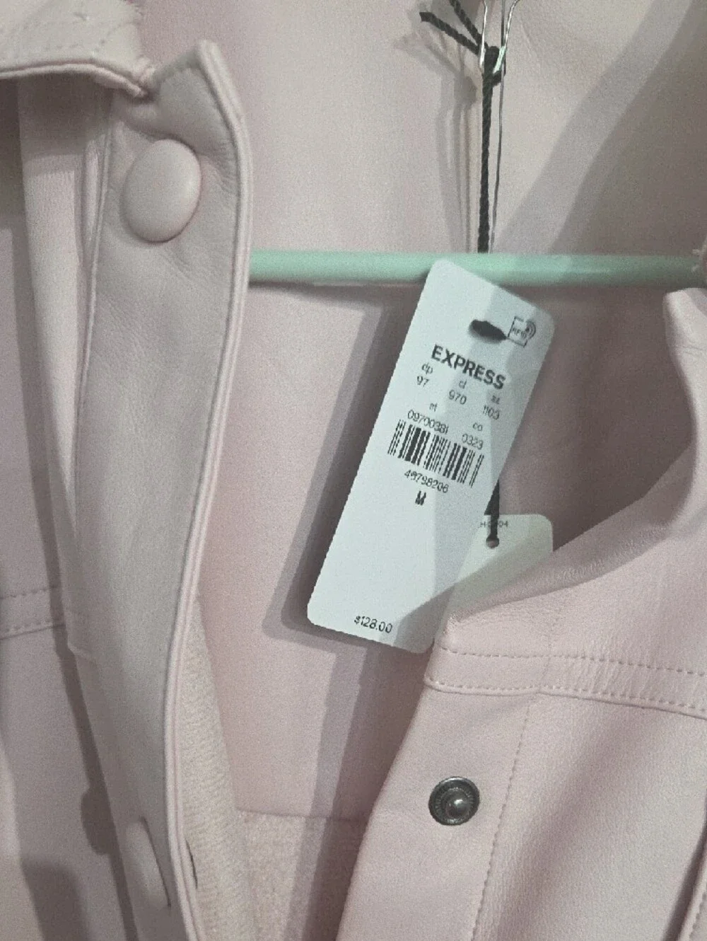 Express Pale Pink Button-Front Shacket - Picture 3 of 3